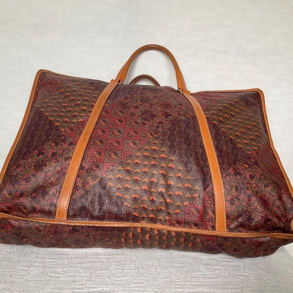 Suitcase Large Soft Sided Coated Canvas Top Handle Bag Packable Paisley Floral - Picture 3 of 16